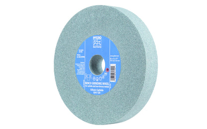 High quality 6" Silicone Carbide Bench Grinding Wheel made by Pferd in Germany. For carbide & non-ferrous metals. Ideal for sharpening edges on cutting tools with carbide tips. 1" thick wheel. 1" arbor hole diameter. 120 grit. Includes bushings with 1/2", 5/8", 3/4" sizes. 097758617901. Model 61790. Made in Germany.