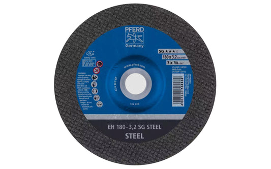 High quality 7" Cut-Off Wheel made by Pferd in Germany. This cut off wheel is designed for steel (sheet metal, tool steel, HSS, structural steel, etc). & also suitable for cast iron, & non-ferrous metals. Cut off disc has fast cutting action. 7" diameter of wheel. 7/8" arbor. 4007220162262. Made in Germany.