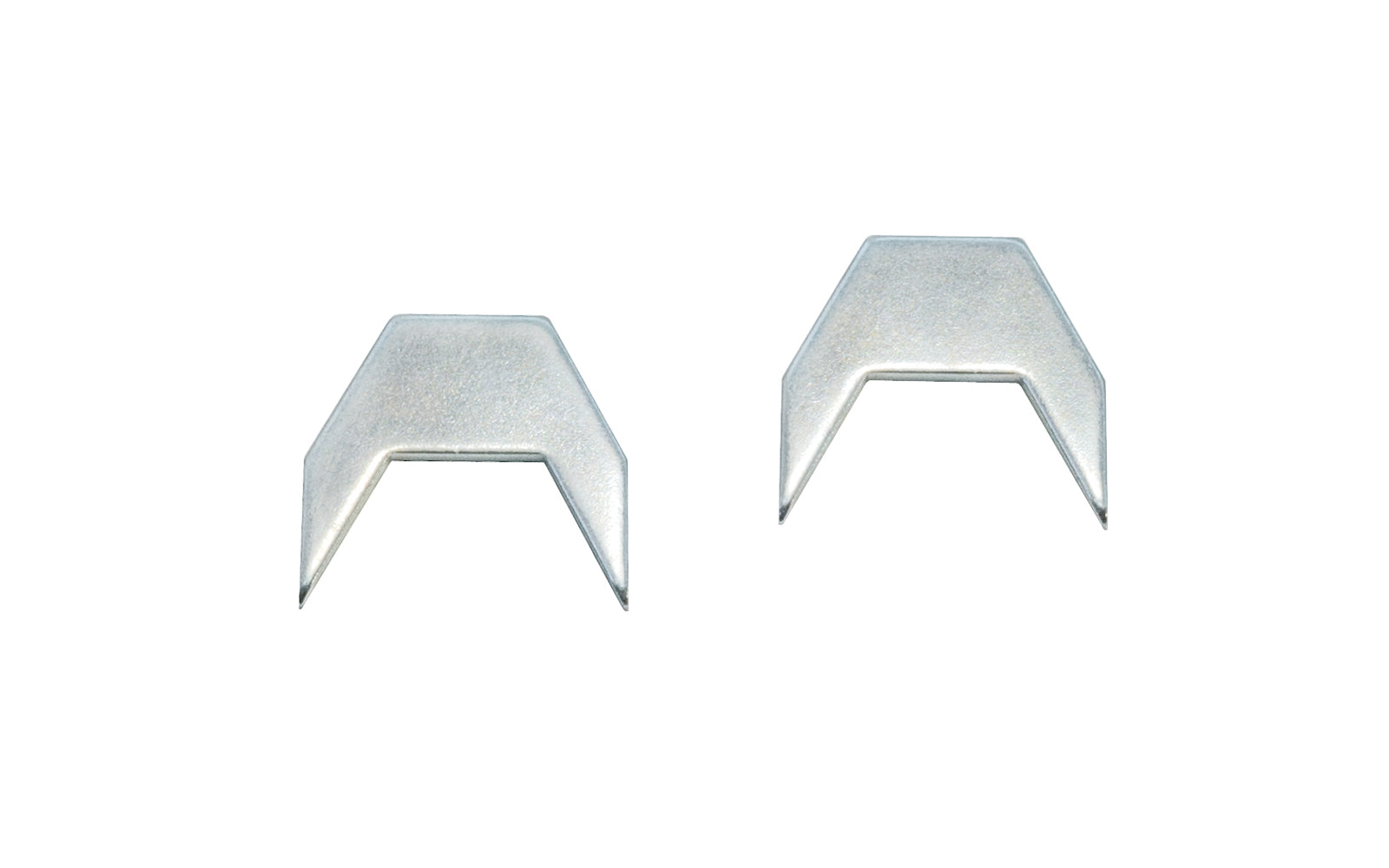 Traditional two point drawer stops that are made of flat steel material. Sold as a pair, or 50 pieces in a bag. 2 prong stops 3/4" wide x 3/4" high. Sharp two prong drawer stops. 2 prong stops for drawers. 2 point steel drawer stops. For traditional antique drawers