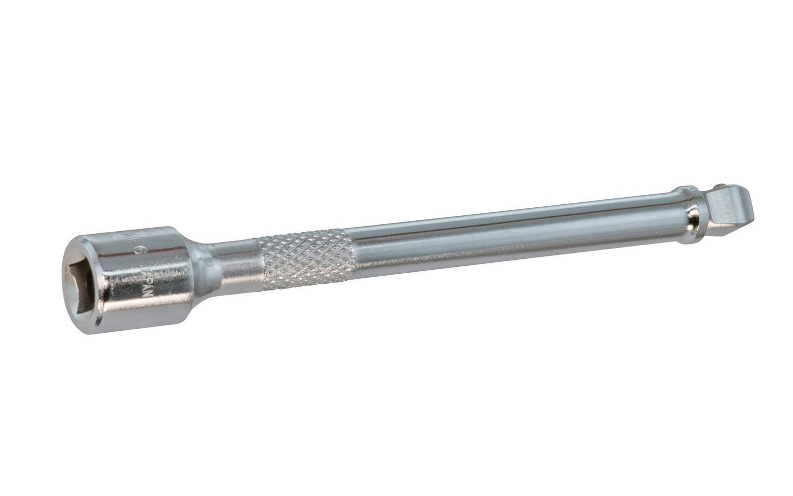 6" Socket Extension 3/8" Wobble Dr. Chrome Vanadium Steel.  Made in Japan. Center Sockets. Made in Japan. 6" length extension. 3/8" drive. Wobble Drive