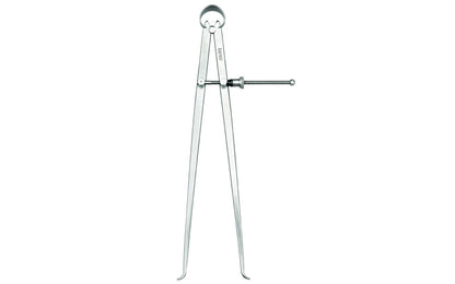Starrett 73 Series 12" "Yankee" Spring-Type Inside Calipers with Flat Legs & Quick-Spring Nut are made from a high-grade steel & well-finished. The legs are made of flat stock & are very durable. Calipers feature a hardened fulcrum stud, strong & flexible bow string. Caliper size & capacity is 12". Made in USA.