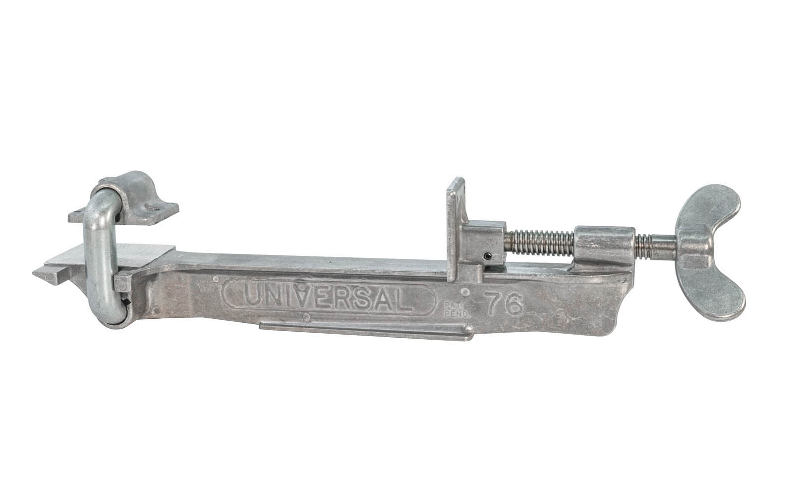 Model UC-76. These universal wedgegrip cabinet clamps are compact face frame & shelf clamps made of injection molded aluminum alloy for strength while being lightweight. "wedgegrip" jaw action grips the work close to the joint preventing bowing of long rails. Dubuque "Miro Moose".  Made in USA. 099687000762