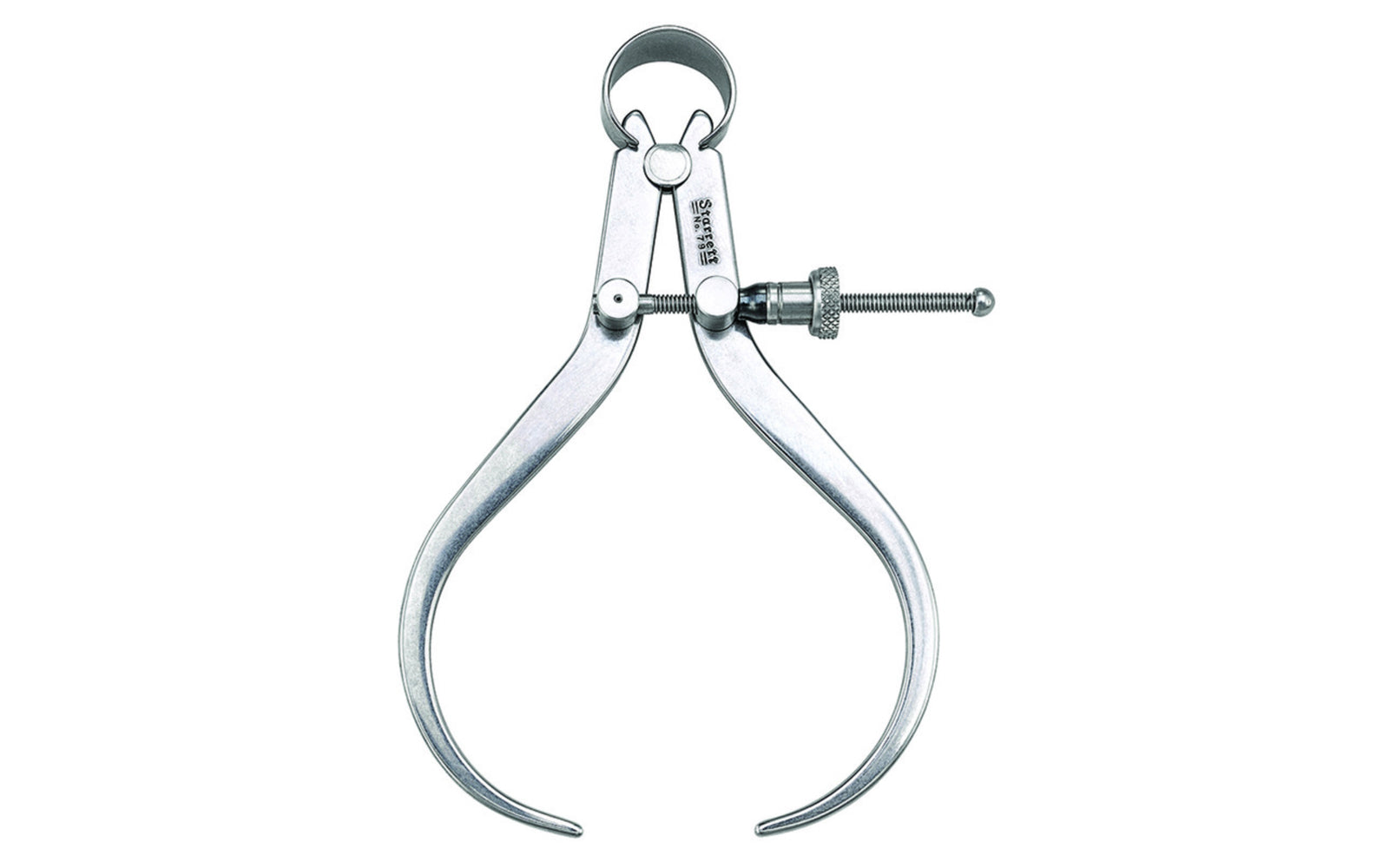 Starrett 79 Series "Yankee" Spring-Type Outside Calipers with Flat Legs & Quick-Spring Nut are made from a high-grade steel & well-finished. The legs are made of flat stock & are very durable. Caliper size & capacity is 4". Model 79B-4. Made in USA.