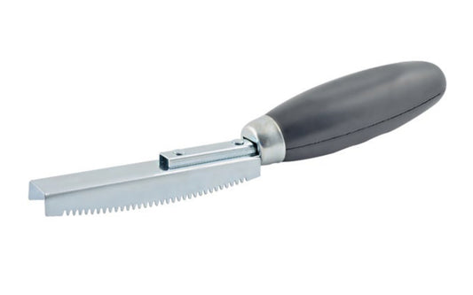 This SouthBend Fish Scaler features a soft, rubber grip for comfort. Durable double tooth blade removes scales quickly & easily. Model SBDLXHS. 039364108626