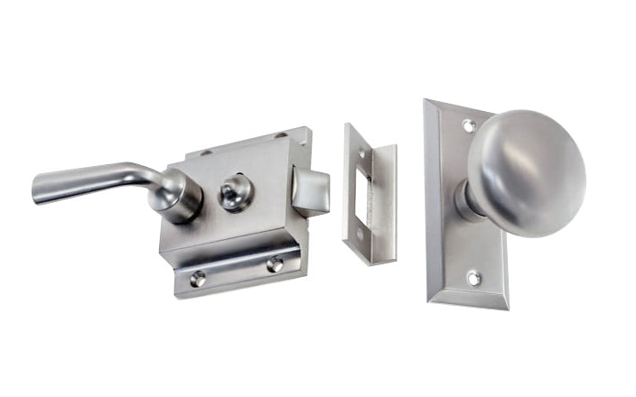 Brass Screen Door Rim Latch with Knob & Lever