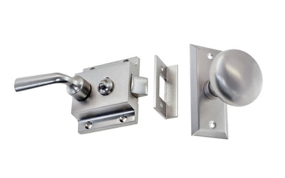 Brass Screen Door Rim Latch with Knob & Lever