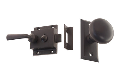 Brass Screen Door Rim Latch with Knob & Lever