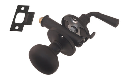 Classic & traditional brass screen door mortise latch set with a knob & lever. The doorknob itself is hollow core & made of brass material, & the lever is made of solid brass. Reversible for right or left applications. 1-3/4" backset. Oil Rubbed Bronze Finish.