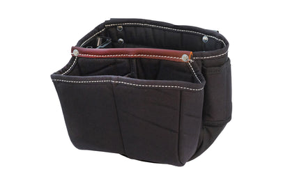 Occidental Leather Builders' Vest Clip On Bag ~ Model 8550 - Occidental Leather clip-on barrel shape tool bag features holders for nail sets, driver bits, pencil, cat's paw or angle square. Clip-On Bag holder. Designed to fit the Builders' Vest No. 2535. Made of industrial nylon material & genuine leather. 759244227307
