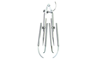 Starrett 9" Extension Dividers with Caliper Legs. Starrett 85 extension dividers are exceptionally rigid although light in weight & easy to handle. The head is made of forged steel. The hardened points. 9" (225mm) Complete with Divider/Inside/Outside Legs. Model 85D.   Made in USA.