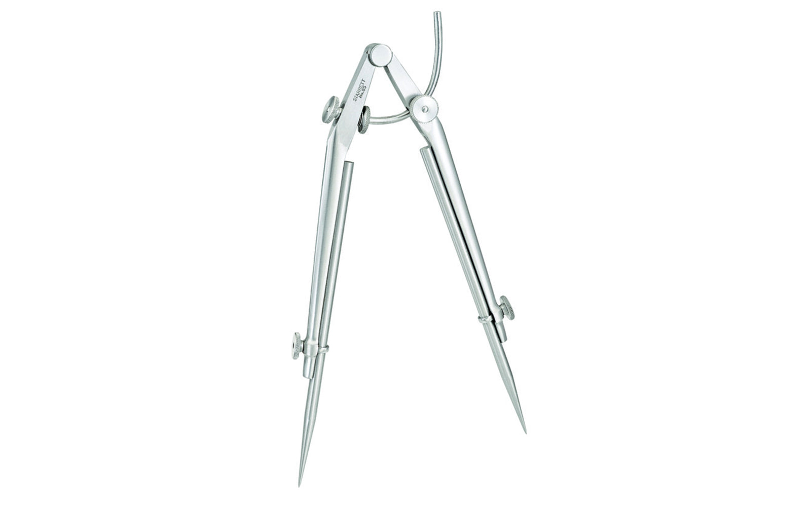 These Starrett 85 extension dividers are exceptionally rigid although light in weight and easy to handle. The head is made of forged steel. The hardened points are well shaped and bent slightly so they can be rotated and brought closer together if desired. Box not included.   Made in USA.
