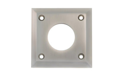 Solid brass square shape cylinder collar designed for exterior doors that take mortise lock with keyed cylinder. Includes fasteners (keyway cylinder sold separately). Brushed Nickel Finish