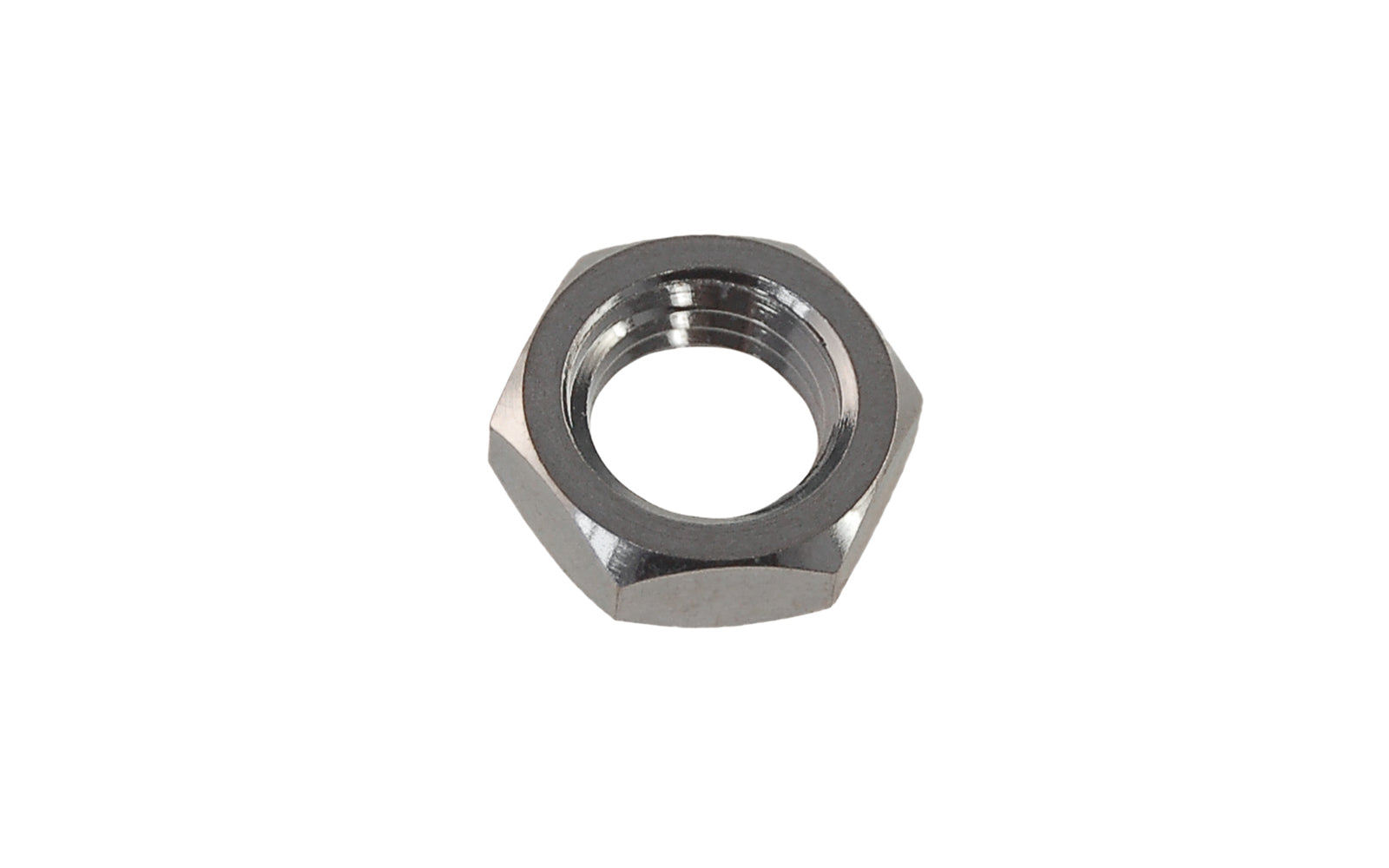 3/8-20 thread hexagonal nut for optional use with doorknob spindles. Intended for use with split spindles in doors that have a knob from only one side. By tightening the nut against the door lock’s hub, it helps set the spindle in the lock. Made of zinc-plated steel. Outer diameter of nut measures 5/8". 3/16" thickness. 