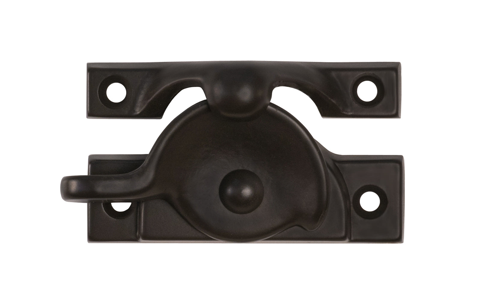 High quality classic solid brass crescent-style sash lock with square corners designed for hung or sash windows. Solid brass material with a durable pivot turn. 2-1/2" x 1" Size Lock. Oil Rubbed Bronze Finish.