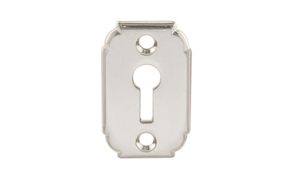 Vintage-style Hardware ~ An elegant keyhole piece made of solid forged brass material. It measures 1/16" in thickness for a durable & tough plate. Great for doors, cabinets, drawers, & furniture. Polished Nickel Finish.