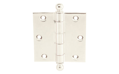 Vintage-style Hardware · Pair of Classic Ball-Tip Door Hinges ~ 3-1/2" x 3-1/2" size. High Quality Architectural grade hinges are replicas of old Stanley hinges with square corners. Reproduction Ball Tip Door Hinges. Removable Pins. Polished Nickel Finish.