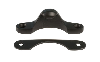 Solid brass strike catch & shim for sash locks on sash or hung windows. Strong sash lock catch is formed of solid brass, making it durable. Includes a 1/16" shim in the exact shape of the base for elevation of the strike if needed. Oil Rubbed Bronze Finish.