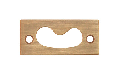 Vintage-style Hardware · A high quality solid brass strike for sash window locks. This well-made catch is formed of solid brass, making it strong & durable. This strike catch is designed for use with our Classic Solid Brass Sash Lock. 2-1/2"  x  1-1/8" strike size. 1/16" thickness. Flush Sash Window Strike. Antique Brass Finish.