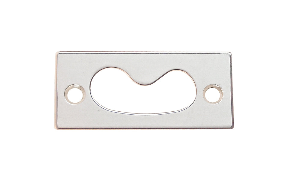 Vintage-style Hardware · A high quality solid brass strike for sash window locks. This well-made catch is formed of solid brass, making it strong & durable. This strike catch is designed for use with our Classic Solid Brass Sash Lock. 2-1/2"  x  1-1/8" strike size. 1/16" thickness. Flush Sash Window Strike. Polished Nickel Finish.