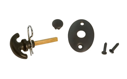 Traditional classic emergency release thumbturn Key & oval plate with 3/16" square spindle shaft. Thumb Turn Key provides outside emergency release for deadbolts, especially for the Classic Brass Interior Mortise Lock Set With Thumbturn. Emergency unlocking key. Deadbolt key for mortise locks. Vintage-style Hardware. Oil Rubbed Bronze Finish.