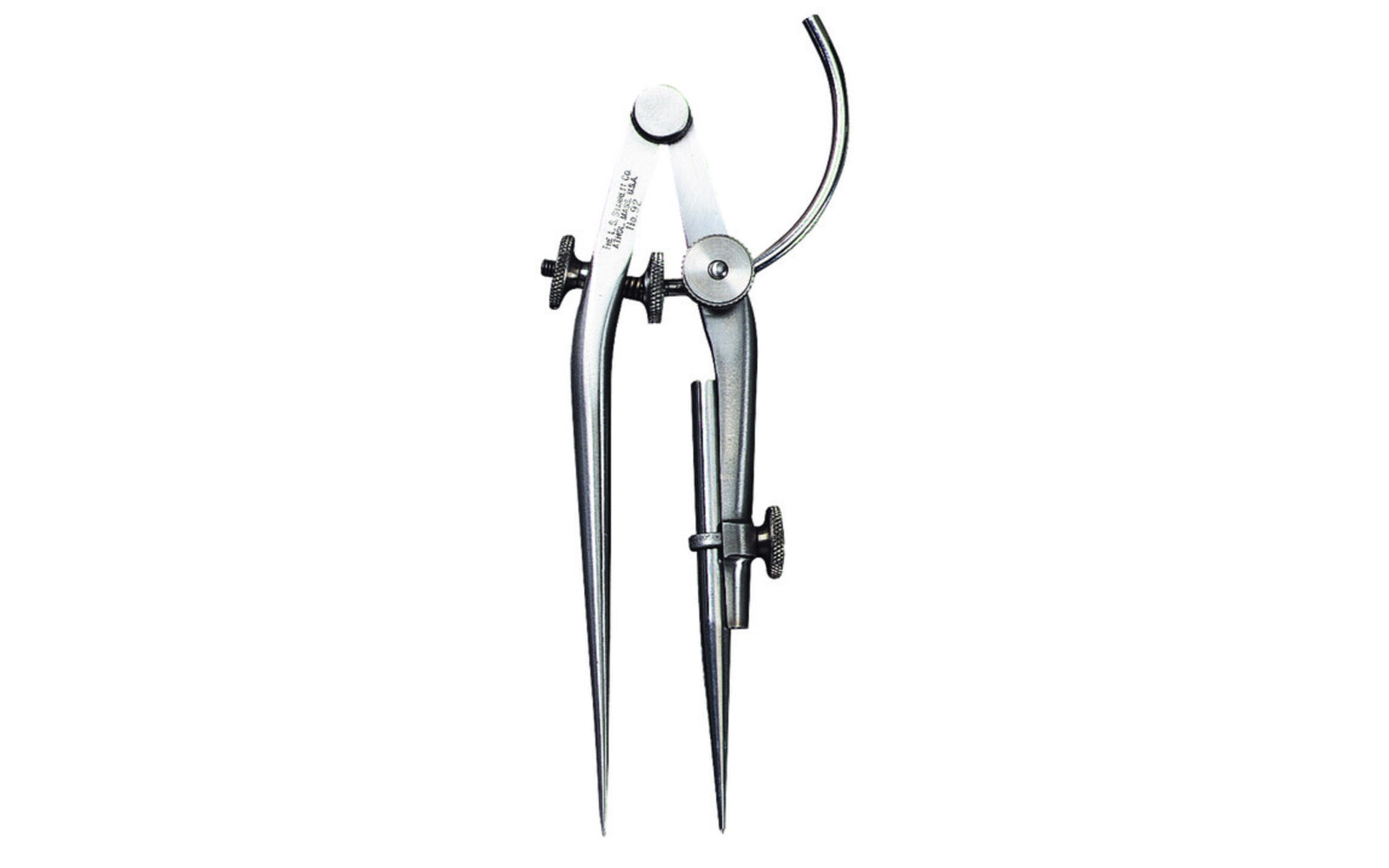 These Starrett 6" Carpenters Dividers combine rigidity, light weight & easy handling. The legs are forged steel, well-shaped, properly tempered & highly polished. The adjustable point may be quickly removed & a common pencil inserted in its place. 6" (150mm) size.   Made in USA.