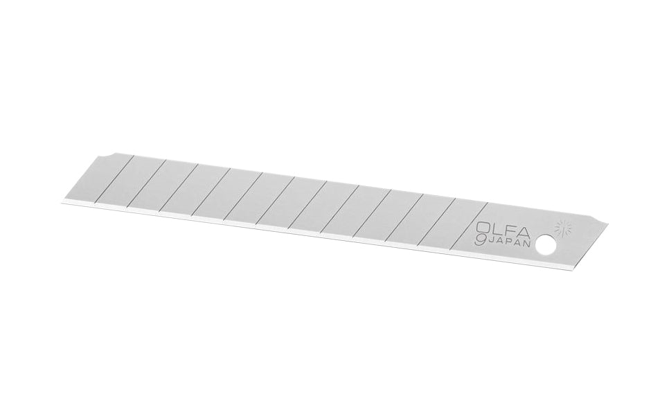 Olfa "AB-10B" 9 mm (3/8") Replacement Blades are crafted from premium Japanese carbon steel, & great for professional cutting performance. 10 Pack. 091511600148. General purpose silver blade - Premium Japanese carbon tool steel AB blade for sharpness & edge retention. Olfa Model AB-10B. 10 Blades. Made in Japan