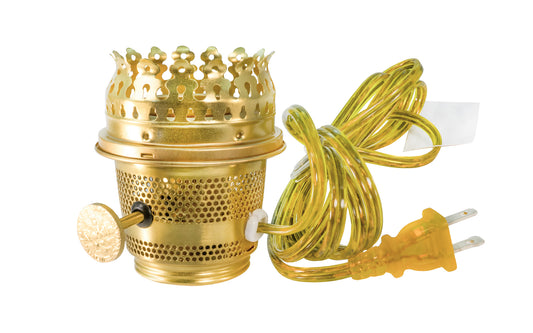 Aladdin Solid Brass Electric Burner - N908B. For use in models A, B, C, 21, 21C, 23, & 23A. Heelless gallery style.