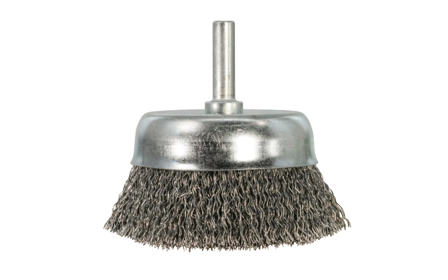 Alfa Tools 2" Fine Crimped Wire Cup Brush - 1/4" Shank. 0.008" Wire Diameter. 5000 RPM max. All-steel construction. Applications include deburring, blending, removal of rust, scale, dirt, & finish preparation prior to painting or plating.   Made by Alfa Tools.   Made in Spain. 