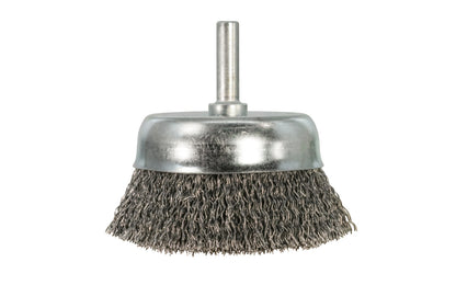 Alfa Tools 2" Fine Crimped Wire Cup Brush - 1/4" Shank. 0.008" Wire Diameter. 5000 RPM max. All-steel construction. Applications include deburring, blending, removal of rust, scale, dirt, & finish preparation prior to painting or plating.   Made by Alfa Tools.   Made in Spain. 