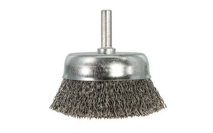 Alfa Tools 2" Coarse Crimped Wire Cup Brush - 1/4" Shank. 0.012" Wire Diameter. 5000 RPM max. All-steel construction. Applications include deburring, blending, removal of rust, scale, dirt, & finish preparation prior to painting or plating.   Made by Alfa Tools.   Made in Spain. 