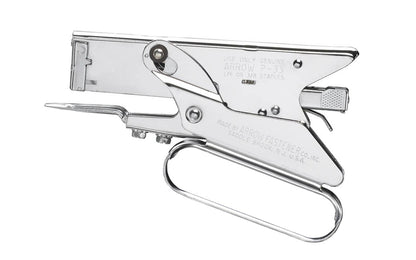 This Arrow P35 HD Plier-Type Stapler with spearpoint loads 85 staples in 2 sizes: 1/4" & 3/8". Deep 2-1/2" throat reach. Cam-activated power leverage. Removable staple channel. Visible refill window. Hand-guide loop. Heavy Duty Arrow Stapler. Made in USA. 079055003519