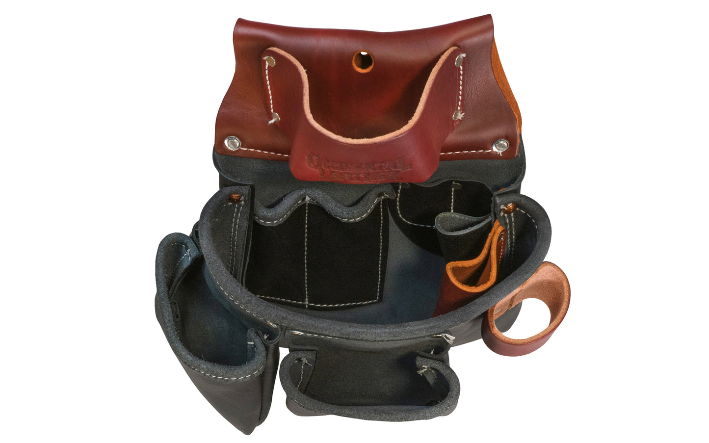 Occidental Leather 3-Pouch "Pro Tool" Bag with Tape Pocket ~ B5018DB - Fits 3" work belt - Black - 10 total pockets & tool holders - Genuine leather - Made in USA - 759244222401 - Double outer bags & holders for pencils, knife, lumber crayon, chisel, torpedo level, hammer - Three Pouch Tool Bag - ProTool Leather Bag