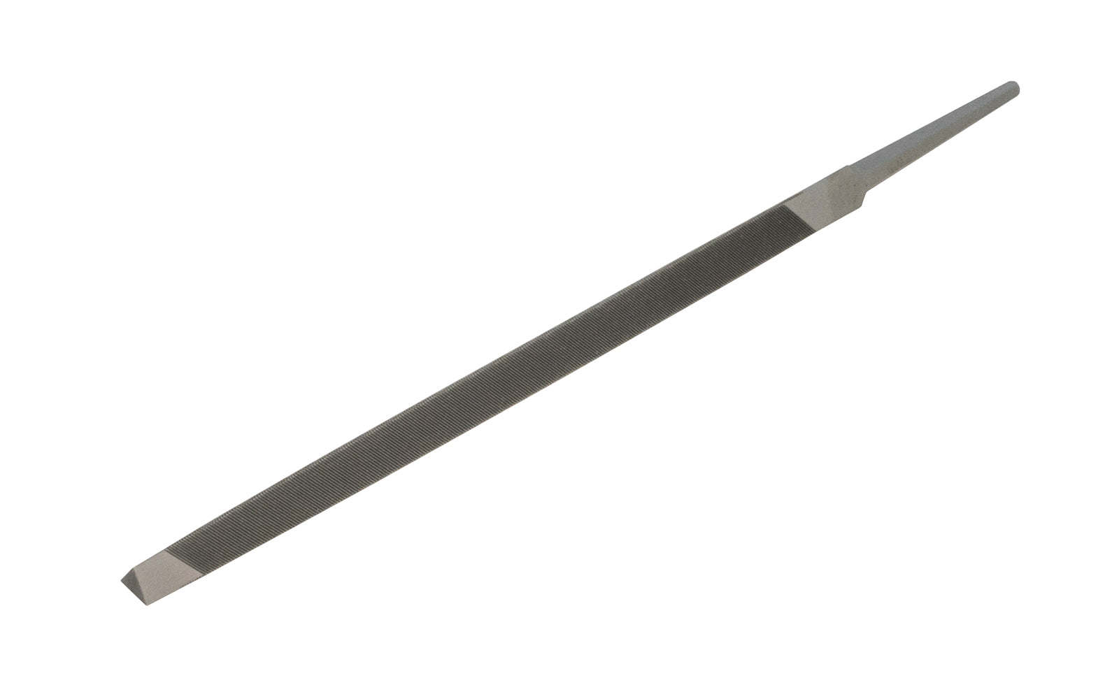 Bahco 6" Slim Taper Second Cut Saw File. For sharpening all types of saw with fine universal teething. Surfaces triangular single cut, edges single cut tapering towards the tip.  Made in Portugal. Model No. 4-186-06-2-0.  7311518318475