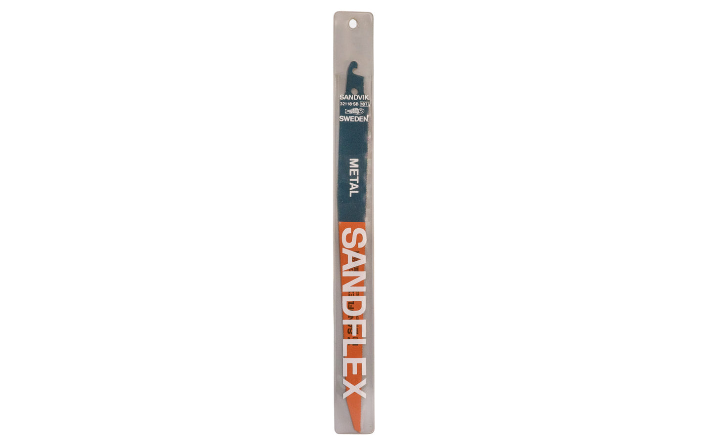 Sandvik 11" Blade for Metal - 18 TPI. Blade designed for metal materials. HSS Bi-Metal blade. Sandvik "Sandflex" -  Made in Sweden. Bahco Sandvik Model 321-18-SB. 11" cutting edge length. 7311518129125