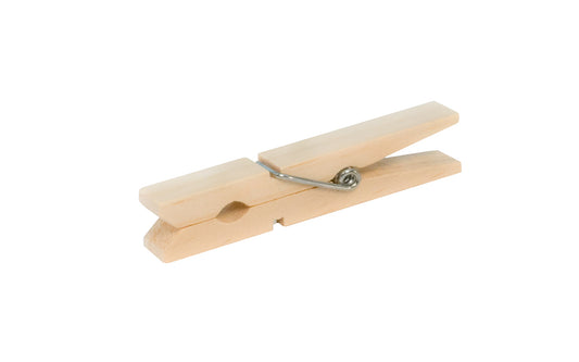 An economical & basic wooden clothespin. 2-3/4" overall length. Wood material with metal spring. Sold as 20 clothespins in pack. Spring Wooden Clothespins - 20-Pack.