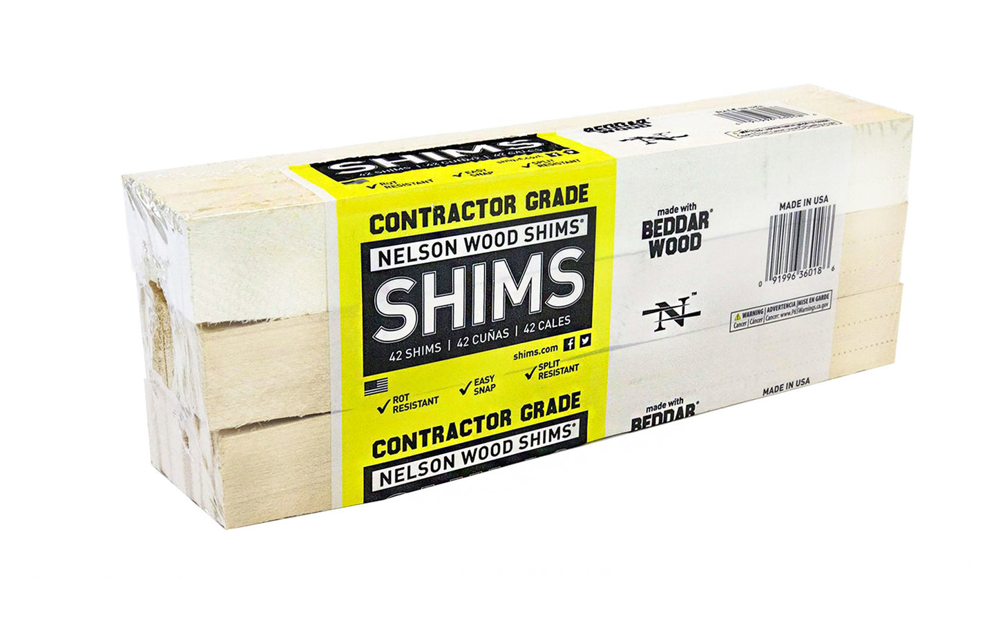These 12" long "Beddar" Nelson Wood Shims are a favorite of the do-it-yourself type & contractors. Thin, feathered tips. 12" long x 1-3/8" wide shims in a Excellent for doors, windows, cabinets, countertops, leveling appliances, craft projects etc. 42 pack bundle. DIY Wooden Shim Bundle.  Made in USA. 091996360186