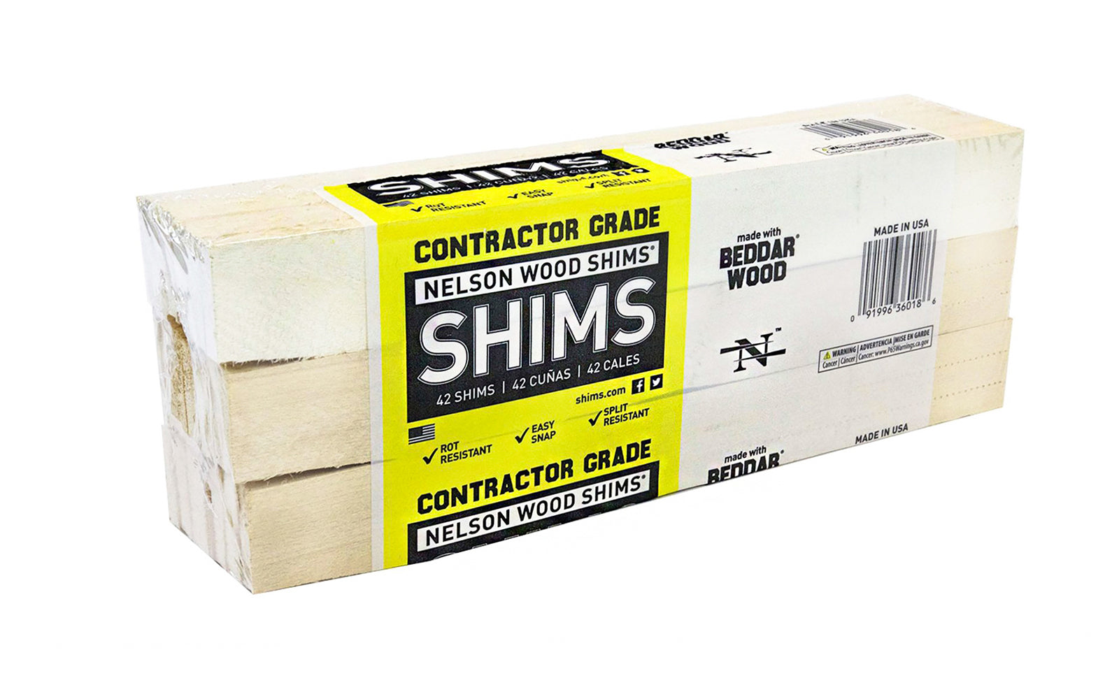 These 12" long "Beddar" Nelson Wood Shims are a favorite of the do-it-yourself type & contractors. Thin, feathered tips. 12" long x 1-3/8" wide shims in a Excellent for doors, windows, cabinets, countertops, leveling appliances, craft projects etc. 42 pack bundle. DIY Wooden Shim Bundle.  Made in USA. 091996360186
