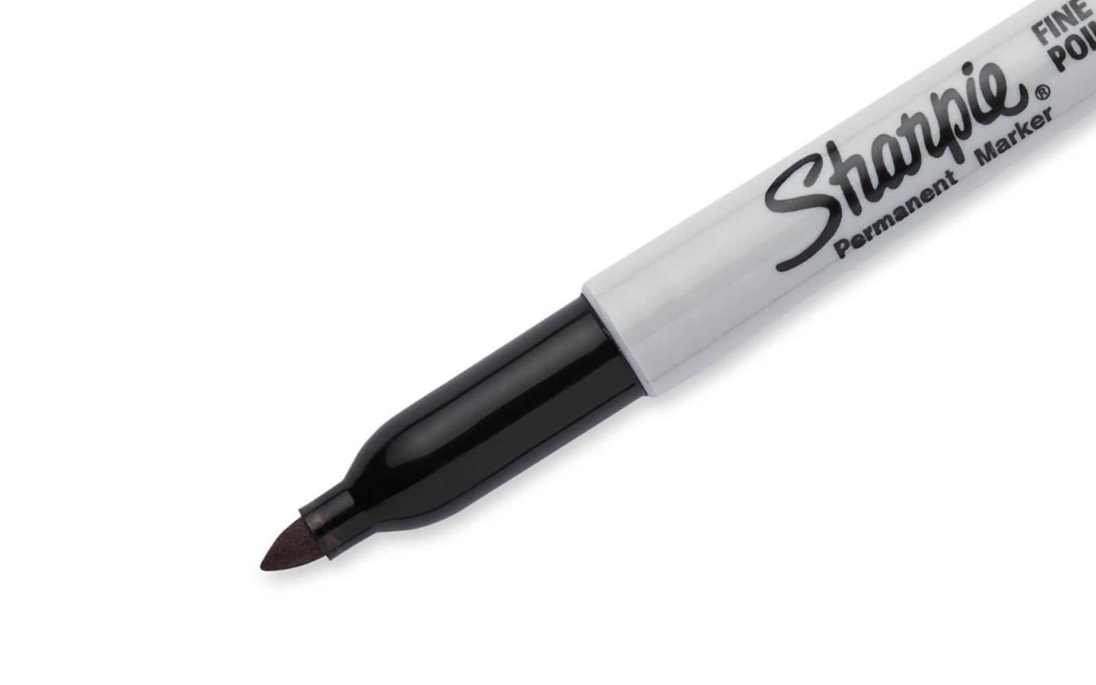 Black Fine Point Sharpie - Single. The original permanent marker, Sharpie has iconic ink that dries quickly & resists both water & fading. Permanent ink marks on paper, plastic, metal, & most other surfaces. Original Black Fine Point Sharpie. Model No. 30051. Sold as single sharpie. 071641300514