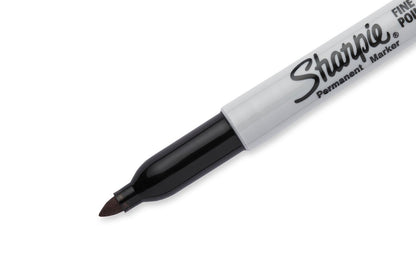 Black Fine Point Sharpie - Single. The original permanent marker, Sharpie has iconic ink that dries quickly & resists both water & fading. Permanent ink marks on paper, plastic, metal, & most other surfaces. Original Black Fine Point Sharpie. Model No. 30051. Sold as single sharpie. 071641300514