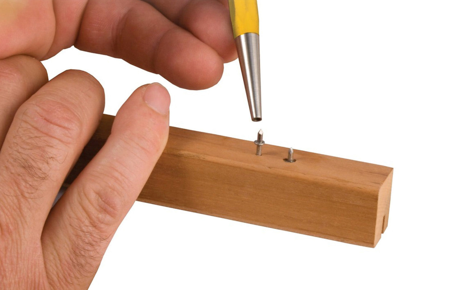 FastCap Blind Nail Kit, 1" x 5/8" Nails. The FastCap Blind Nail allows you to have an invisible mechanical connector. Simply insert the dual head nail into the set tool to set the nail, then tap the molding or wood into place on the other side. Kit includes the Blind Nail Tool & Blind Nails. Model BLIND NAIL 1 x KIT.