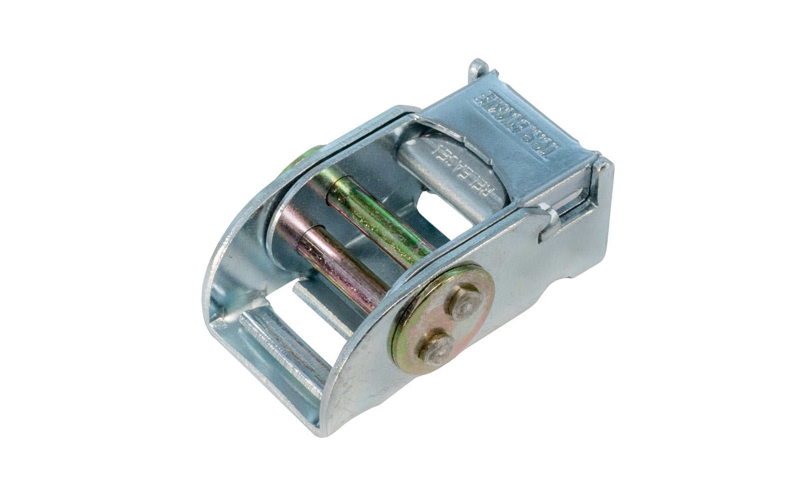 1" T.C.S. Toothless Buckle. This buckle has non-slip spring loaded locking action designed for quick & easy adjustment. 650 lbs Working load limit. No. 6158092