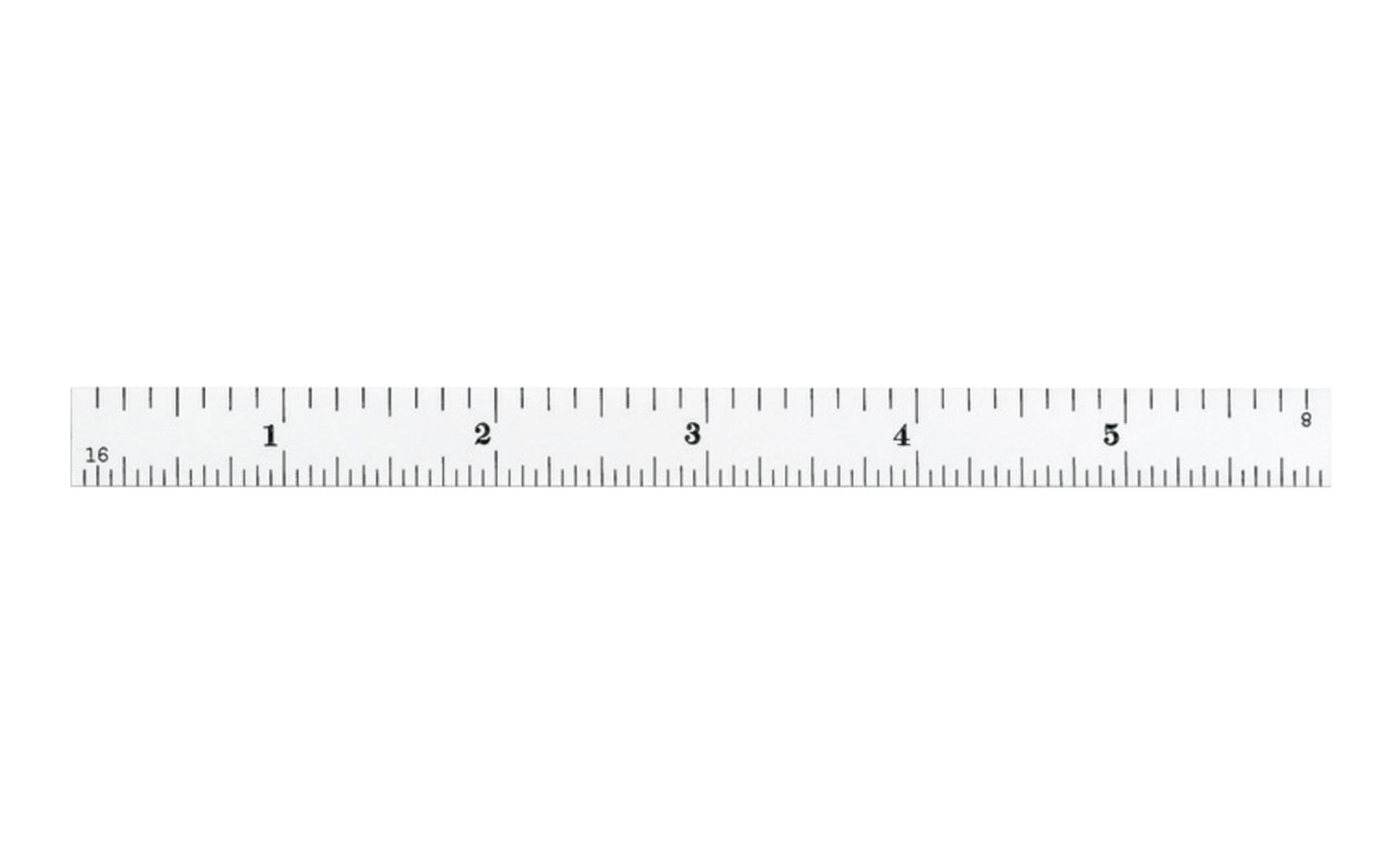 Starrett 6" Narrow Flexible Rule - 1/8", 1/16", 1/32", 1/64" Grads. Satin Chrome Finish.  Made in USA. Model No. C304R-6.   