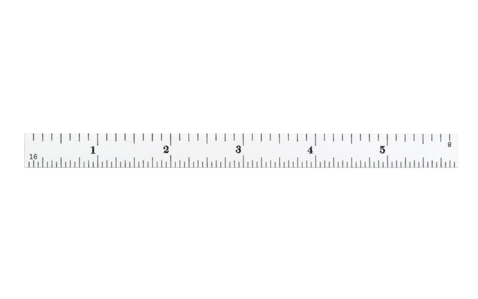 Starrett 6" Narrow Flexible Rule - 1/8", 1/16", 1/32", 1/64" Grads. Satin Chrome Finish.  Made in USA. Model No. C304R-6.   