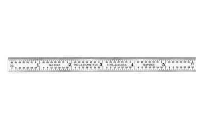 Starrett 6" Narrow Flexible Rule - 1/8", 1/16", 1/32", 1/64" Grads. Satin Chrome Finish.  Made in USA. Model No. C304R-6.   