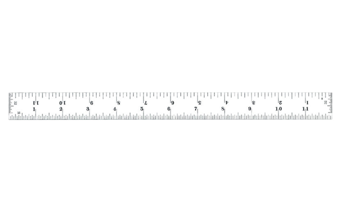 The Starrett 12" End Read Rule - 1/8, 1/16", 1/32", 1/64" Grads. Features a satin chrome finish. Includes end graduations.  Made in USA. Model C604RE-12. EDP 52661.