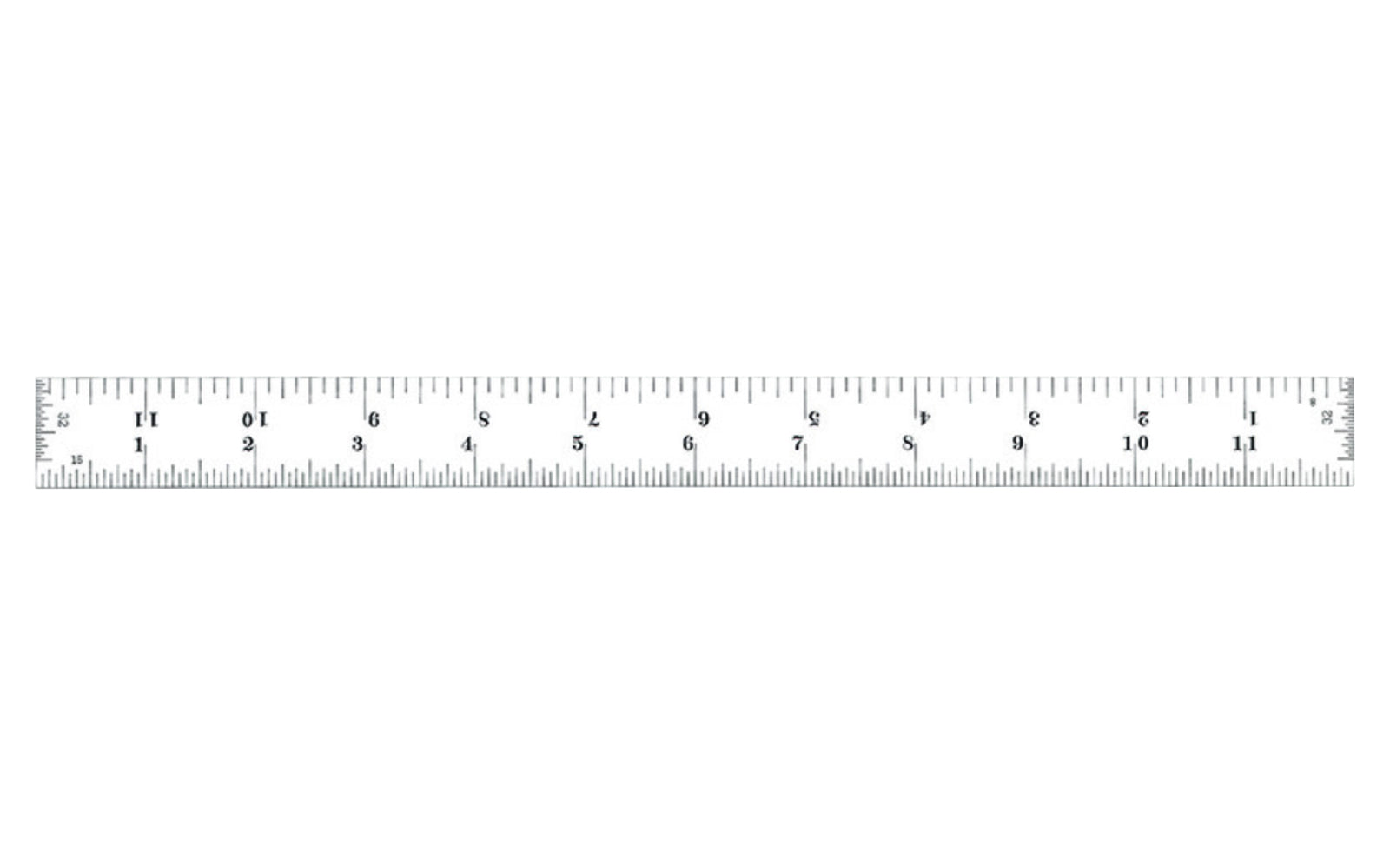 The Starrett 12" End Read Rule - 1/8, 1/16", 1/32", 1/64" Grads. Features a satin chrome finish. Includes end graduations.  Made in USA. Model C604RE-12. EDP 52661.