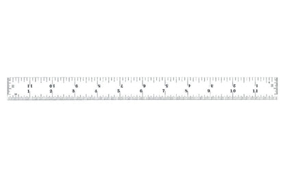 The Starrett 12" End Read Rule - 1/8, 1/16", 1/32", 1/64" Grads. Features a satin chrome finish. Includes end graduations.  Made in USA. Model C604RE-12. EDP 52661.