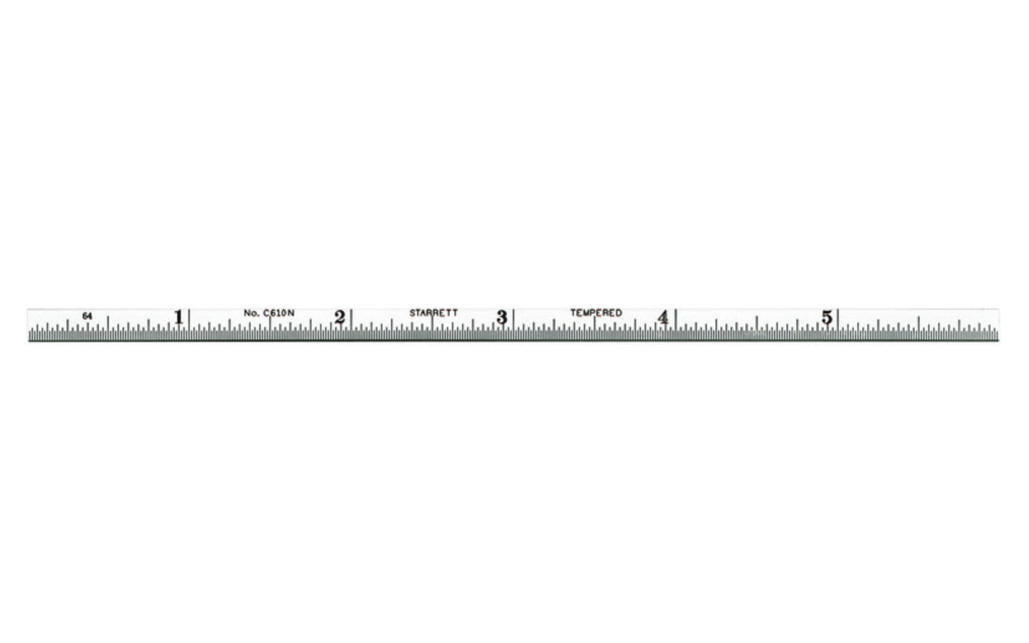  Starrett 6" Narrow Flexible Rule - 1/32", 1/64" Grads. Satin Chrome Finish. 3/16" thin rule.  Made in USA. EDP 52696. Model C610N-6. 049659526967