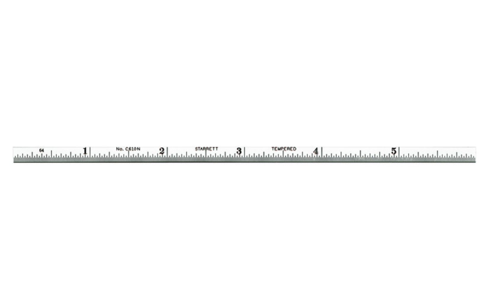  Starrett 6" Narrow Flexible Rule - 1/32", 1/64" Grads. Satin Chrome Finish. 3/16" thin rule.  Made in USA. EDP 52696. Model C610N-6. 049659526967