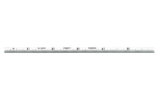  Starrett 6" Narrow Flexible Rule - 1/32", 1/64" Grads. Satin Chrome Finish. 3/16" thin rule.  Made in USA. EDP 52696. Model C610N-6. 049659526967